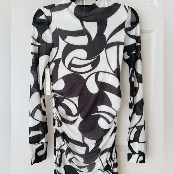 Farm Rio Long Sleeve Printed Slim Mesh Dress - Picture 7 of 12